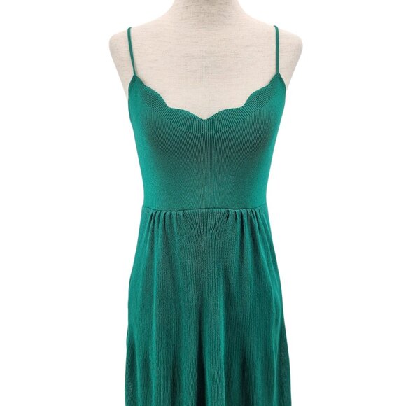 Sandro Paris Womens 6 - 38 Dress Roxana Maxi Scalloped Green Knit Cocktail Party - Picture 3 of 12